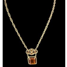 Vintage  Sarah Coventry Wild Honey Necklace Gold Tone Frame W/ Faceted Stones