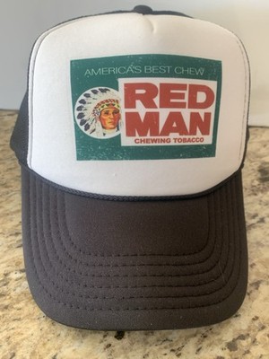 Red Man Chewing Tobacco Hat Vintage Redman Logo Truckers Cap Adult  Adjustable