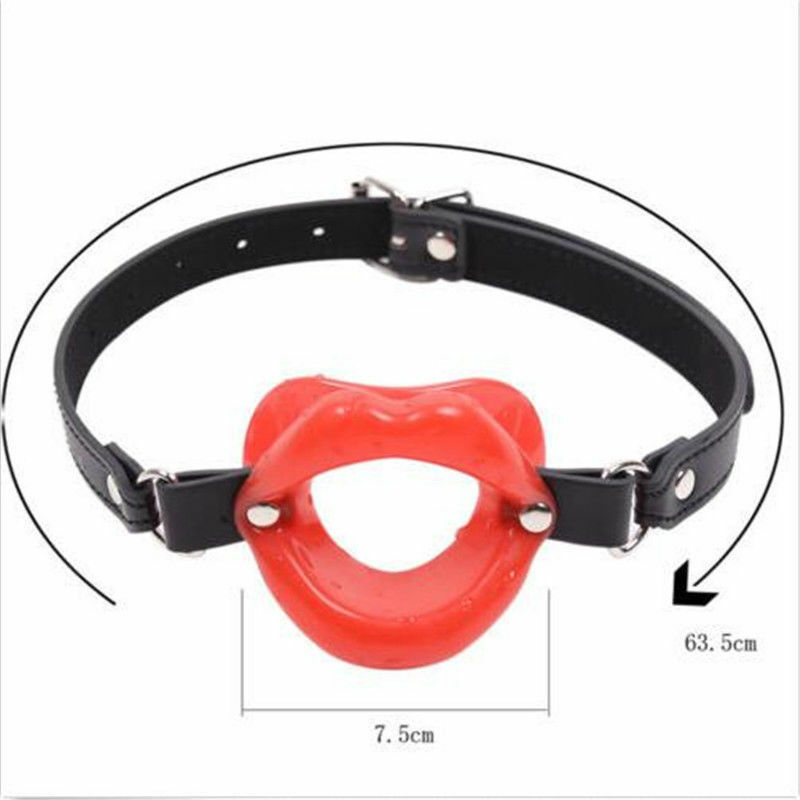 New Lip Silicone Sissy Bimbo Open Mouth Gag Lips W Strap O Ring Ball Restraints Ebay