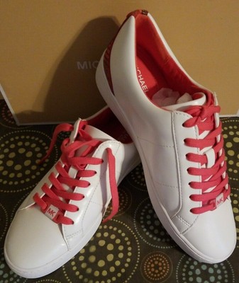 red leather tennis shoes