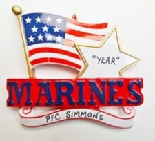 Personalized Military Marines / Veteran Christmas Ornament