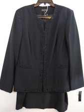 John Meyer Suit Women's 16 Black Skirt Jacket Bead Embellished New With Tags