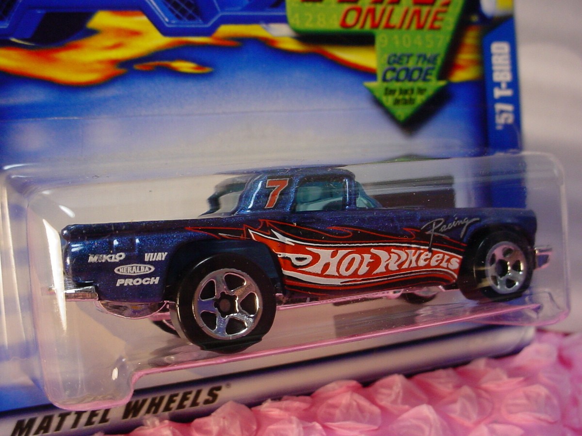 2002 Hot Wheels '57 T-BIRD #165 R&W ∞ dark blue;red; Racing; 5sp