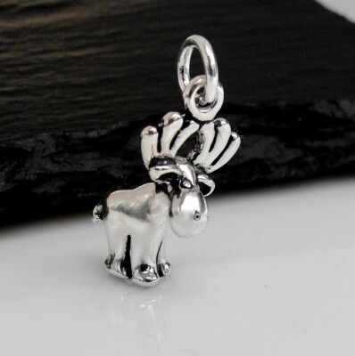 925 Sterling Silber Elch Charm - 3D Elch Elch Charm - Skurriler Elchschmuck