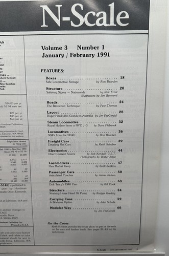 N-Scale Magazine January/February 1991 Flat Cars - Royal Hudson - Basswood Roads - Picture 2 of 3