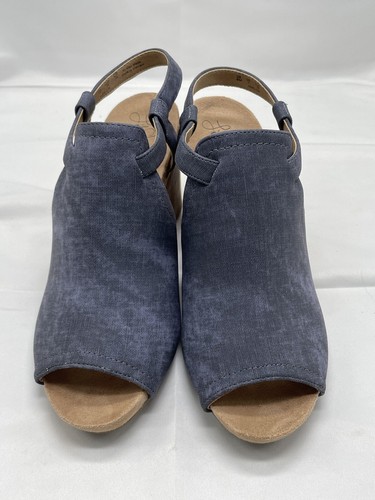 Sandals Life Stride Harlow Wedge Strap On Sz 9M Blue - Picture 2 of 9