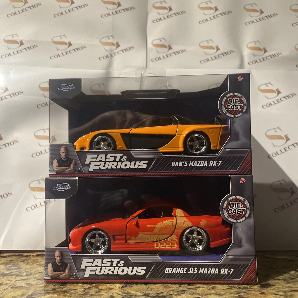 JADA FAST & FURIOUS 1/32 HAN'S MAZDA RX-7 & ORANGE JLS MAZDA RX-7 LOT OF 2 - Image 3 of 4