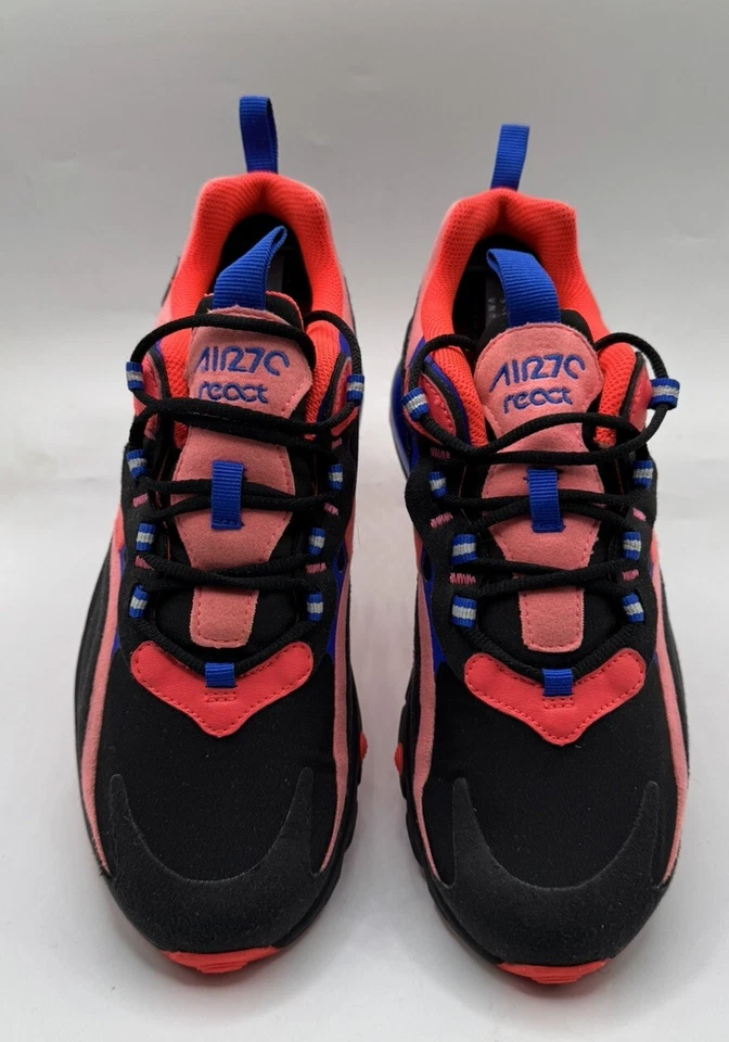 Nike Air Max 270 React (GS) Talla 6.5Y Tenis Negro Flash Carmesí CT1579 001 Foto 2 de 4