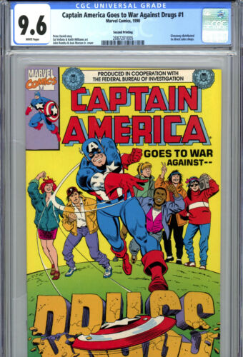 Captain America Goes to War Against Drugs #1 2nd Print (1990) Marvel CGC 9.6 - Picture 1 of 3