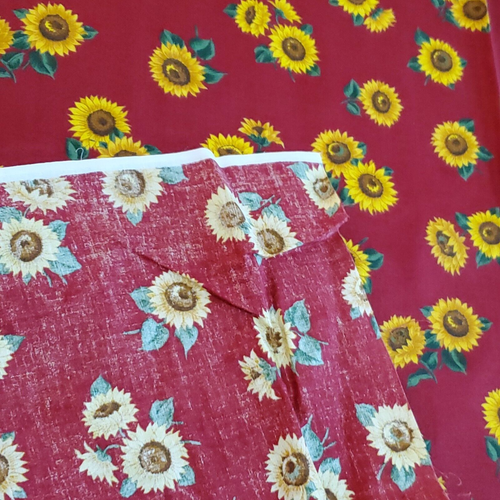 Cranston VIP Cotton Fabric Sunflowers on Red by Joan Messmore 45" Wide x 2 yards - Picture 5 of 6