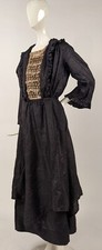EDWARDIAN POLKA DOT SPLATTER SILK DRESS WITH LACE FRONT