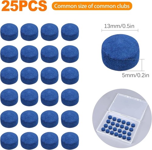 25 Pieces Pool Cue Tips Precision 13mm Billiard Stick for Enhanced blue - Picture 2 of 6