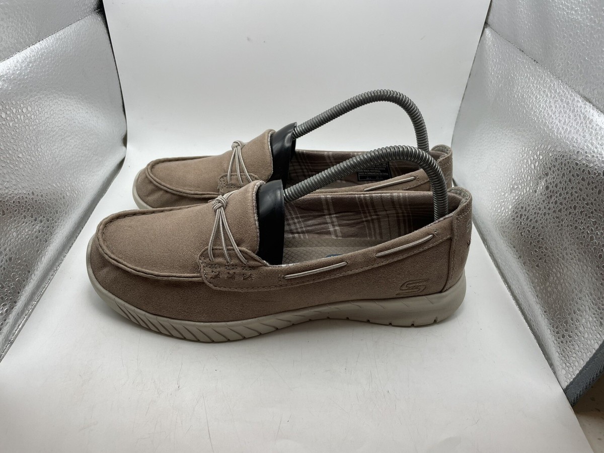 Skechers Wave Lite Women's Brown Comfort Moc Boat Loafer Shoe