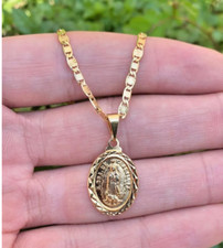 Collana Guadalupe Vergine Riempita Oro 14K 20" Donna Cadena Oro Laminato Mujer
