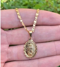 14K Gold Filled Virgem Guadalupe Necklace 20"Womens Cadena Oro Laminado Mujer