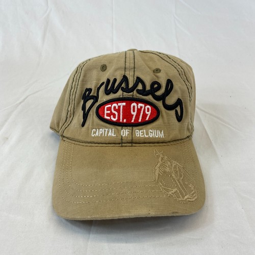 Brussels Baseball Cap Buckleback Hat Capital of Belgium Tan Casual Adjustable - Picture 10 of 10
