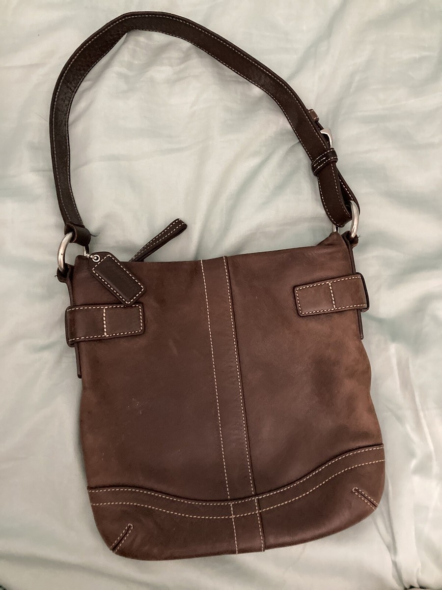 バッグ Old Coach Leather ShoulderBag Brown 4153 Coach Bag Brown Leather Zipper Top | eBay