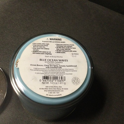 Blue Ocean Waves 3 Wick Candles Large Scented 14.5 Oz. - Picture 7 of 14
