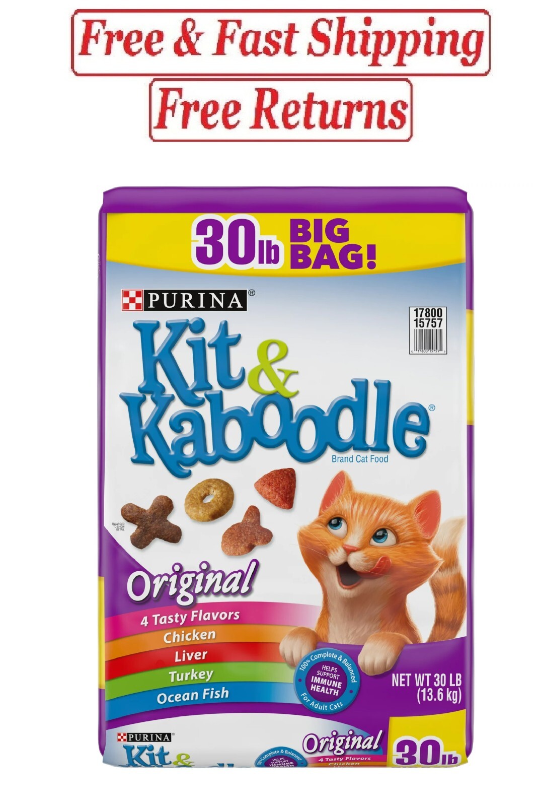 Purina Kit & Kaboodle Dry Cat Food, Original, 30 lb. Bag 17800157575 eBay