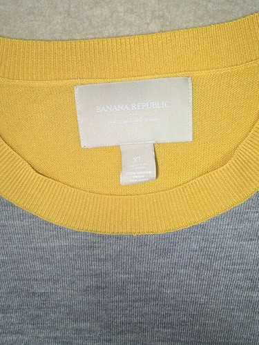 Damen grau & gelb Langarm Banana Republic Top mit Knöpfen - Größe XL - Bild 2 von 6