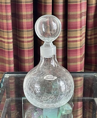 Blenko Klare Crackle Glas Karaffe Von Wayne Husted #636 Mid Century Modern 9''H