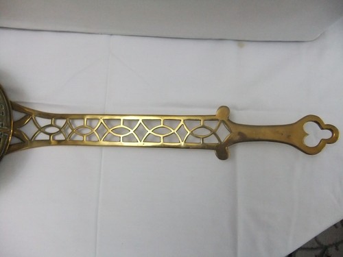Antiker durchbohrter Messing Kastanienbräter Wandbehang Länge 55 cm Pfanne 17 x 17 cm - Bild 12 von 14