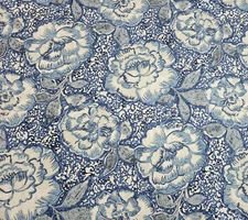 Peony in Indigo BTY Robert Allen 100% Cotton Duck 54" Wide Floral