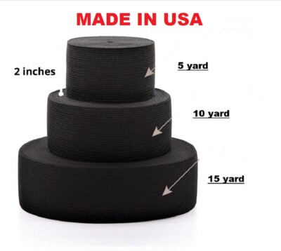 Elastic band  2''inch Wide Black/white  High Elasticity. MADE IN USA