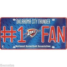 OKLAHOMA CITY THUNDER LOGO NUMBER ONE FAN NBA BASKETBALL LICENSE PLATE USA MADE