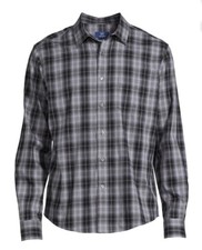 Men s Small George Poplin Button-Up Shirt Black Long Sleeve Breathable Size S