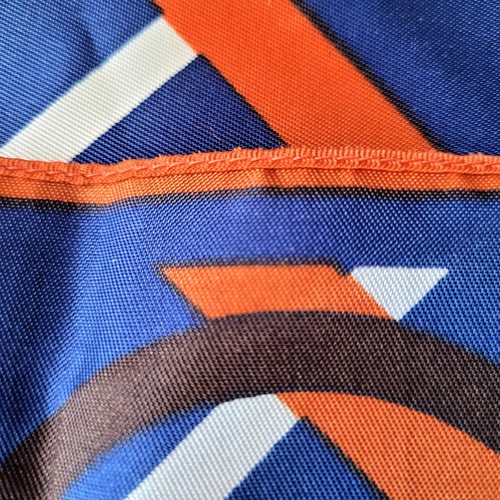 Vintage MCM Scarf Acetate 22" Square Geometric Trendy Orange Blue Made in Italy - Picture 6 of 9