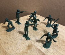 Vintage Lot of 8 Green Army Men - 2-1/4" - Assorted Poses - Hong Kong