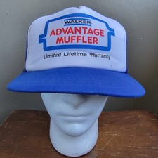 Vtg Walker Advantage Muffler Snapback Mesh Trucker Hat Cap 1980s Automotive 80's
