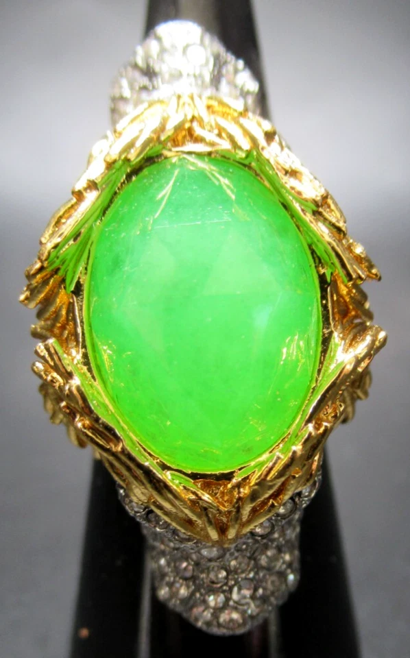 Anillo ALEXIS BITTAR Increíble Piedra Verde Doble Cabeza de León Talla 7 Foto 4 de 4