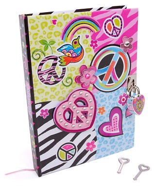 Hot Focus Peace Secret Diary with Padlock and Two Keys 7  Journal Notebook NEW