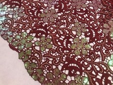 Burgundy Guipure W/mult Sequins French Venice Lace Fabric 50 Width 1 Yard
