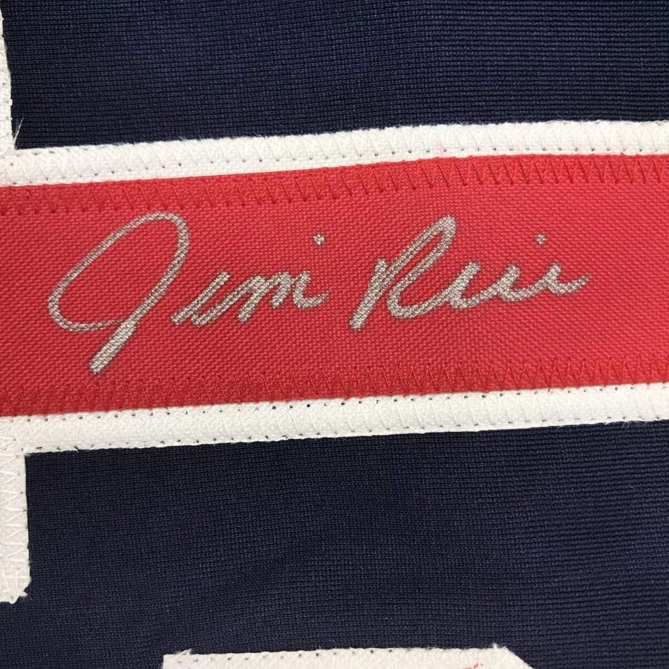 Camiseta deportiva de béisbol azul autografiada/firmada de Jim Rice Boston certificado de autenticidad JSA automática Foto 3 de 4