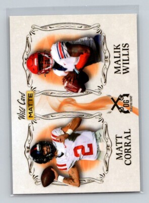 2022 Wild Card Matte Dueling Guns Matt Corral/Malik Willis Rookie Ole Miss