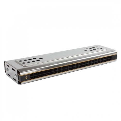 Professional Silver 24 Holes Double Sided C/G Key 2 Sides Mouth Organ Harmonica - Picture 4 of 6