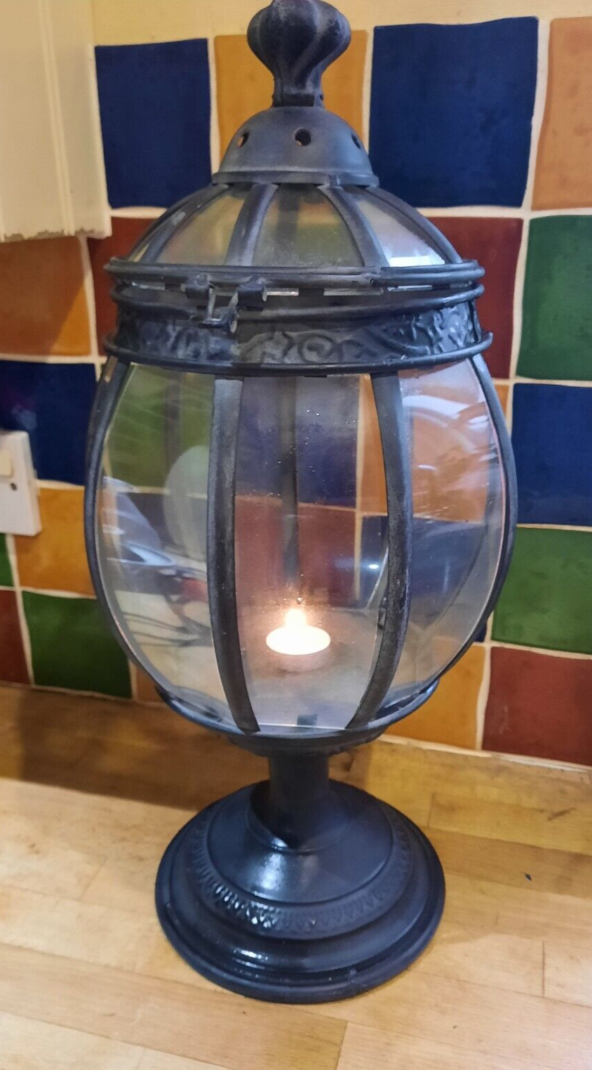 Vintage Large Metal Lantern Candle Holder Indoor Outdoor 53cm x 27cm eBay