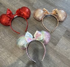 Disney Parks Ears Minnie Ears Lot Of THREE Hair Bows Head Band Bling Ribbon