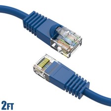 2FT Cat5E RJ45 Ethernet LAN Network UTP Patch Cable Copper Wire Gold 24AWG Blue