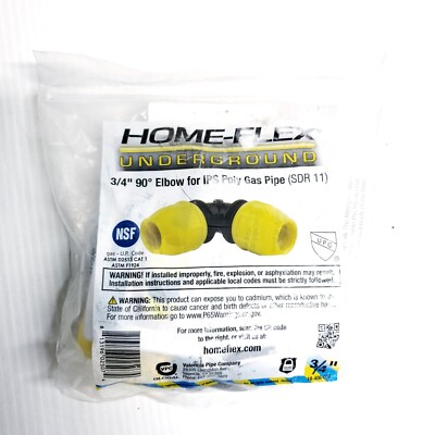HOME-FLEX 18-406-007 3/4'' IPS SDR11 UNDERGROUND YELLOW POLY GAS PIPE 90° ELBOW