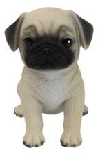 Realistic Lifelike Adorable Sitting Pug Dog Puppy Home Decor Figurine Pet Pal