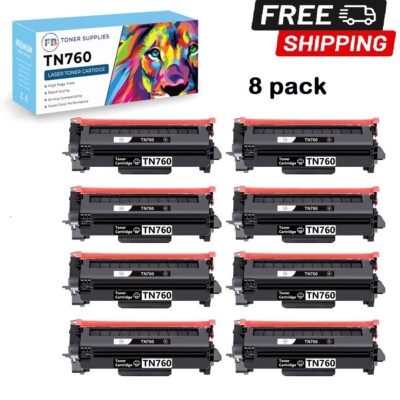 8 Pk TN760 Toner Cartridge /DR730 Drum for Brother MFC-L2710DW MFC-2750DW DCP-L