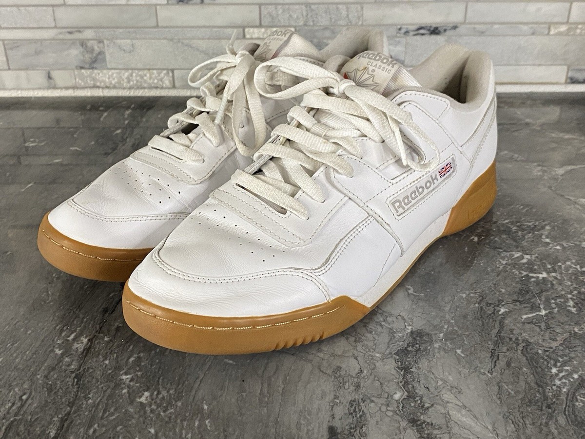 Reebok Classic H Strap Trainer US Men’s White Gum Sole Preowned #O