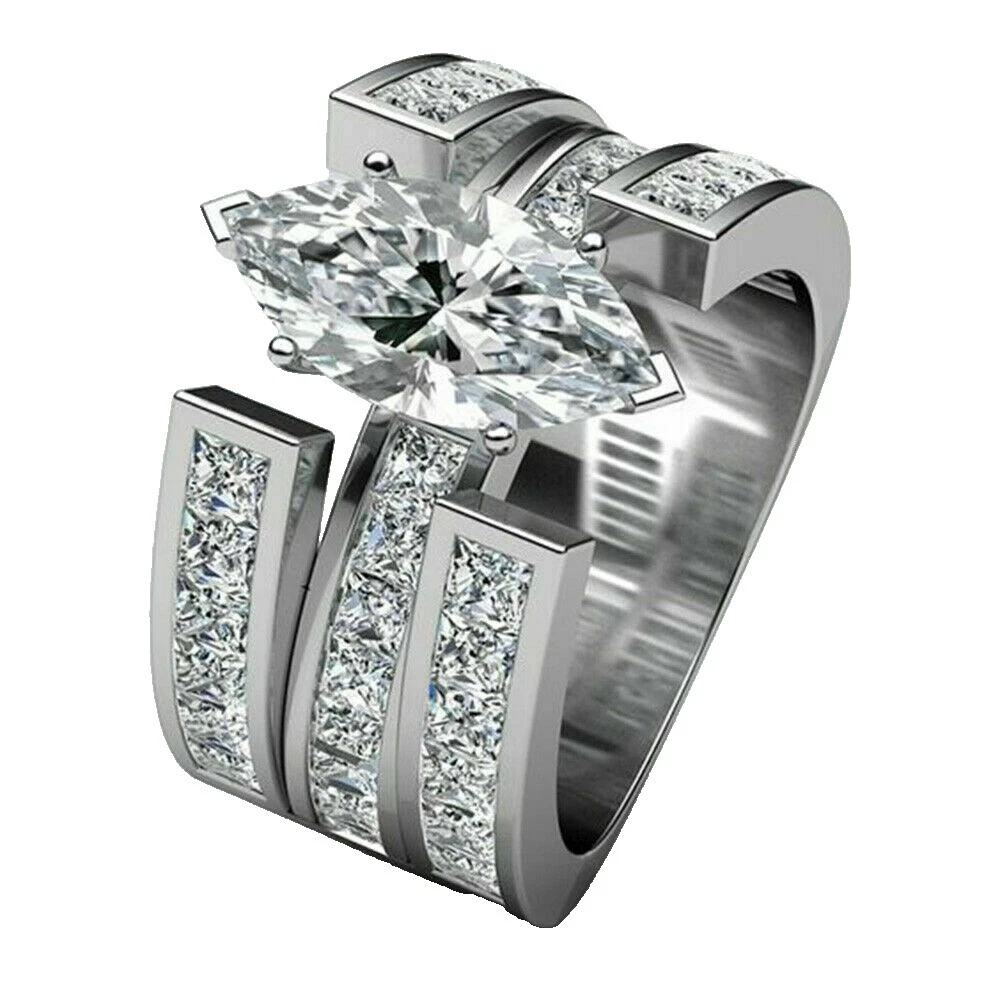 Anillos de moda de cobre plateado blanco