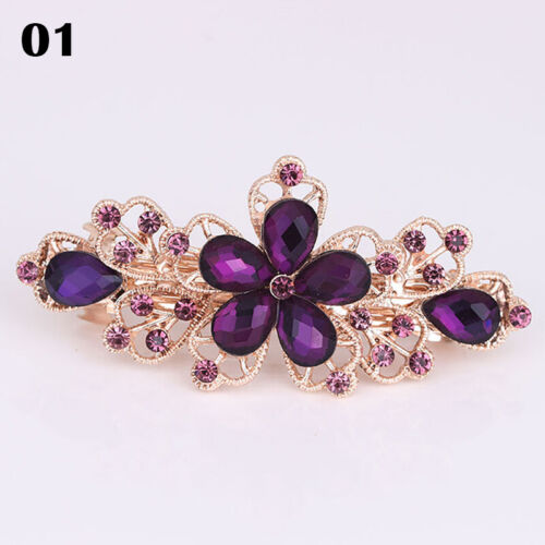 Women Girl Fashion Crystal Hair Clips Barrette Rhinestone Flower Hair Pin Gift - Picture 25 of 38