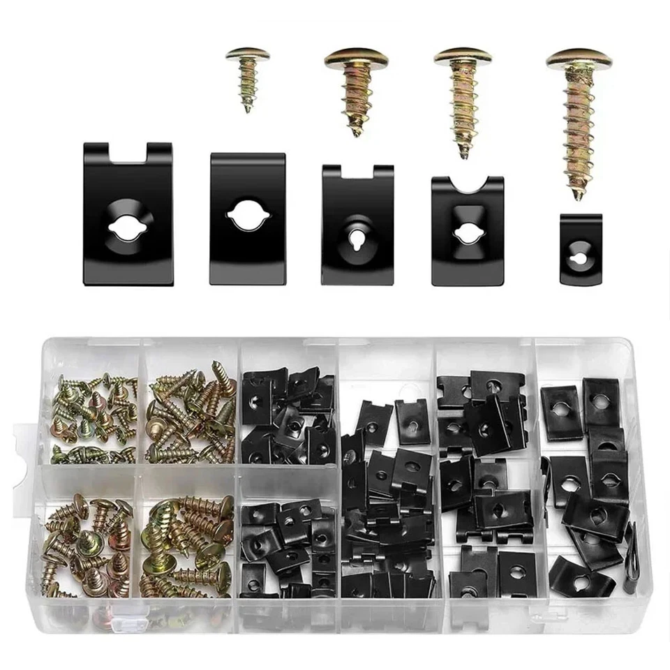 170 peças carro U-clip e parafuso variedade 9 tamanhos para reparos de painel de porta painel - Imagem 3 de 4