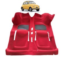 TAPPETO INTERNO ROSSO MOQUETTE PAVIMENTO FIAT 500 F L R EPOCA CON DOPPIO ZERBINO